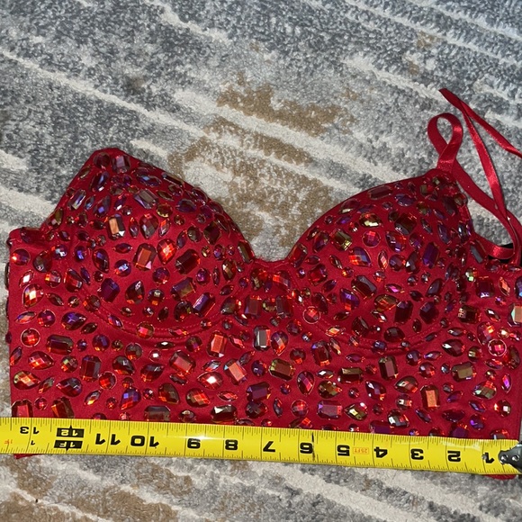SEXY  Corset Rhinestone Bustier Crop Top - Picture 3 of 15